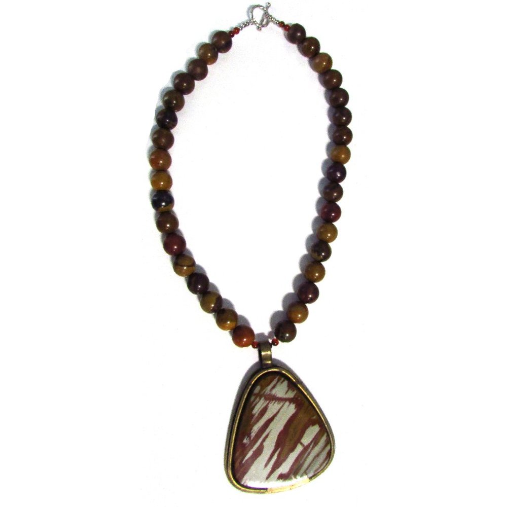 Marv Dehman Handmade Picture Jasper Gemstone Pendant Necklace